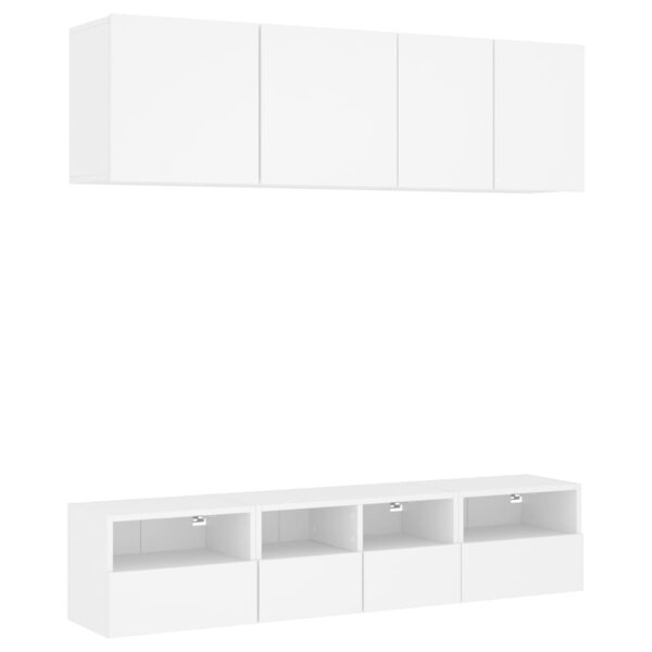 vidaXL Unités murales TV 5 Pièces blanc bois d'ingénierie