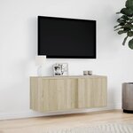 vidaXL Meuble TV mural avec lumières LED chêne sonoma 80x31x35 cm