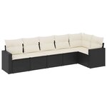 vidaXL Salon de jardin 6 Pièces avec coussins noir résine tressée