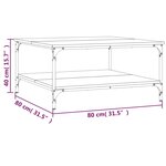 vidaXL Table basse chêne fumé 80x80x40 cm bois d'ingénierie