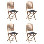 vidaXL Mobilier à dîner d'extérieur pliable 5 Pièces avec coussins bambou