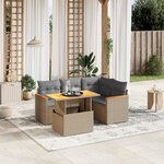 vidaXL Salon de jardin avec coussins 5 Pièces beige résine tressée