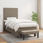 vidaXL Sommier à lattes de lit avec matelas Taupe 80x200 cm Tissu