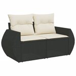 vidaXL Salon de jardin 6 Pièces avec coussins noir résine tressée