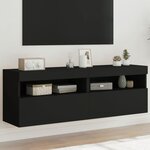 vidaXL Meubles TV muraux avec lumières LED 2 Pièces noir 60x30x40 cm