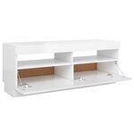 vidaXL Meuble TV avec lumières LED blanc brillant 100x35x40 cm