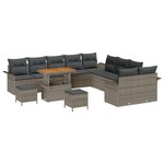 Ensemble de Canapé de Jardin vidaXL 13 Pièces avec Housses Gris Rattan Synthétique Acacia