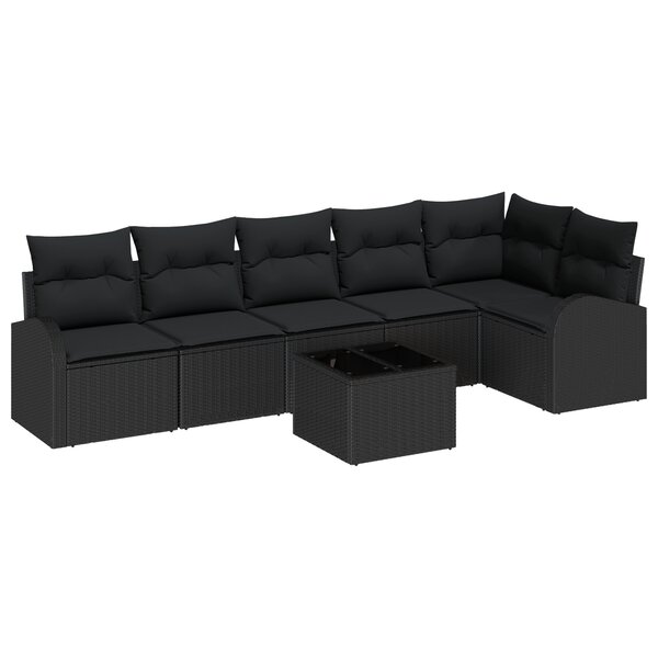 Ensemble de canapés de jardin vidaXL 7 pièces avec coussins beige poly rattan