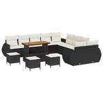 Set de canapé de jardin vidaXL 14 pièces avec coussins noir poly rotin