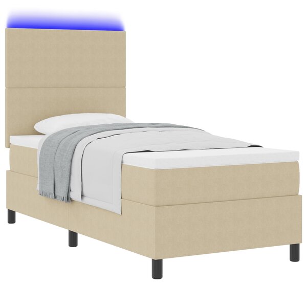 vidaXL Lit à ressorts avec matelas et lumière LED verte grise 100x200 cm en tissu velours