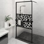 vidaXL Paroi de douche avec étagère Noir 115x195cm Verre ESG&Aluminium