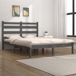 vidaXL Cadre de lit sans matelas gris bois de pin massif
