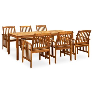 vidaXL Mobilier à dîner de jardin 7 Pièces avec coussins Acacia solide