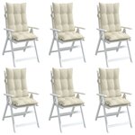 vidaXL Coussins de chaise à dossier haut lot de 6 crème tissu oxford