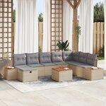 Ensemble de canapé de jardin 9 pièces vidaXL avec coussins Beige Poly Rattan