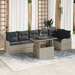 Ensemble de Canapé de Jardin 7 Pièces avec Coussins Gris Clair