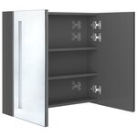 vidaXL Armoire de salle de bain à miroir LED Gris brillant 62x14x60 cm