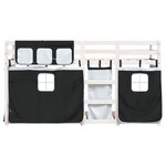 vidaXL Lit superposé avec rideaux blanc/noir 90x200 cm bois pin massif