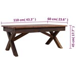 vidaXL Table basse Bois de récupération massif 110x60x45 cm