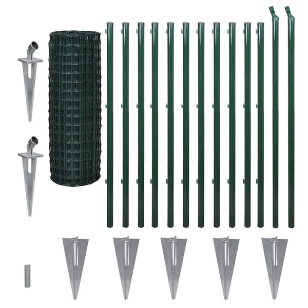 vidaXL Clôture euro Acier 25 x 1 2 m Vert