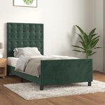 vidaXL Cadre de lit sans matelas vert foncé 90x190 cm velours