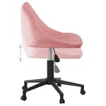 Vidaxl chaise pivotante de bureau rose velours
