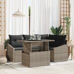 vidaXL Ensemble de canapé de jardin 5 pièces avec coussins gris polyrotin