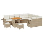 Set de 12 pièces de canapé de jardin avec coussins beige poly rattan acacia