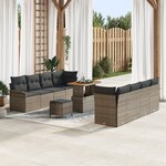 vidaXL Ensemble de salon de jardin 11 pièces avec coussins gris en poly rattan et acacia
