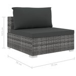 vidaXL Salon de jardin 5 Pièces avec coussins résine tressée gris