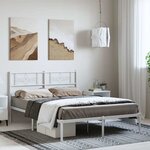 vidaXL Cadre de lit métal sans matelas et tête de lit blanc 135x190 cm