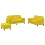 vidaXL Ensemble de canapés 3 Pièces avec coussins jaune velours