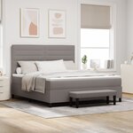 vidaXL Lit à ressorts avec matelas et banc gris 180x200 cm tissu