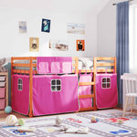 vidaXL Lit superposé avec rideaux rose 80x200 cm bois pin massif