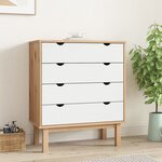 vidaXL Commode OTTA Marron et blanc 76 5x39 5x90 cm Bois de pin massif