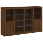 vidaXL Buffets avec lumières LED 3 Pièces chêne brun bois d'ingénierie