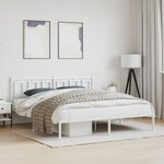 vidaXL Cadre de lit métal sans matelas et tête de lit blanc 180x200 cm