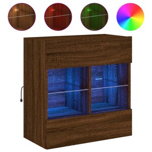 vidaXL Meuble TV mural avec lumières LED chêne marron 58 5x30x60 5 cm