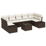 vidaXL Ensemble de canapés de jardin 8 pièces avec coussins marron en rattan poly