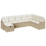 Ensemble de Canapé de Jardin 8 pièces vidaXL avec Coussins en Rotin Poly Beige