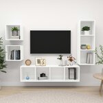 vidaXL Ensemble de meuble TV 4 Pièces Blanc Aggloméré