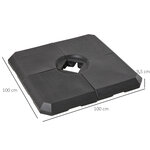 Pied de parasol lot de 4 dalles pour parasol à lester dim. tot. 100L x 100l x 9 5H cm HDPE noir