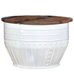 vidaXL Table basse Bois de récupération massif Blanc Forme de baril