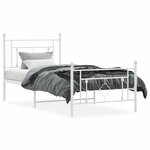 vidaXL Cadre de lit métal sans matelas et pied de lit blanc 100x200 cm
