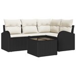 vidaXL Ensemble de canapé de jardin de 4 pièces avec coussins marron en poly rotin