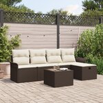 vidaXL Ensemble de canapés de jardin avec coussins marron en rotin