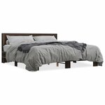 vidaXL Cadre de lit chêne marron 200x200 cm bois d'ingénierie et métal