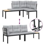 vidaXL Salon de jardin avec coussins 5 Pièces noir acier enduit de poudre