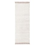Tapis de couloir en laine blanc cassé à franges marron glacé - 80 x 230 cm