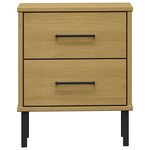 vidaXL Table de chevet avec pieds en métal Marron Bois pin massif OSLO